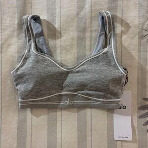 Alo Yoga Grey Heart Throb Bra